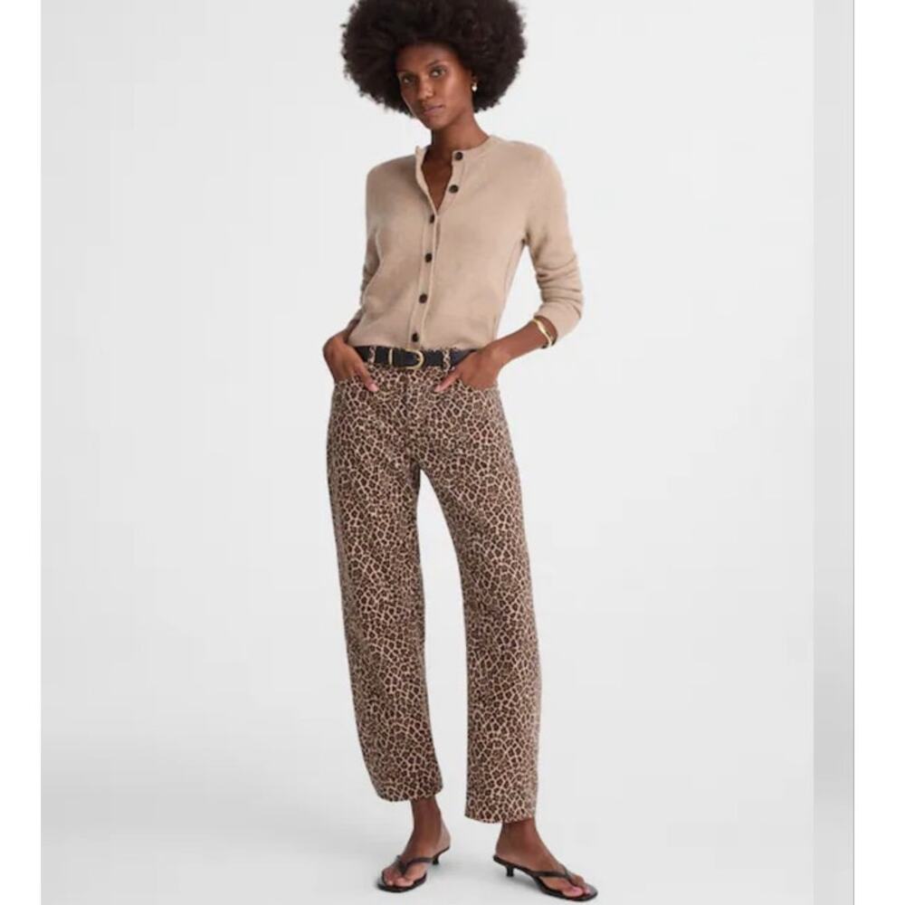 Madewell Darted Barrel Leg Leopard Jeans size 15